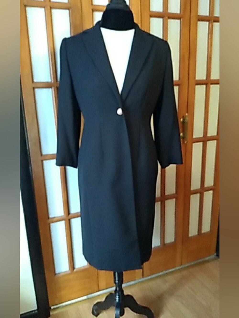 Women's Wool Blend Lined Black Mid Length Jacket Sz 4 In Excellent Condition